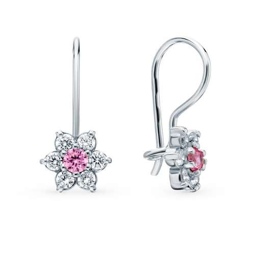 Серьги из серебра с фианитами