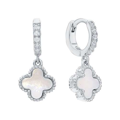Серебряные серьги с перламутром природным и фианитами