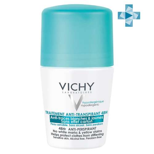 VICHY Дезодорант-антиперспирант 48ч шарик против белых и желтых пятен, 50 мл, VICHY