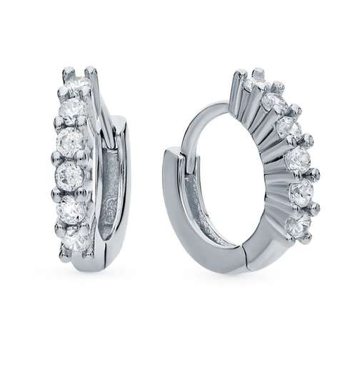 Серьги из серебра с фианитами
