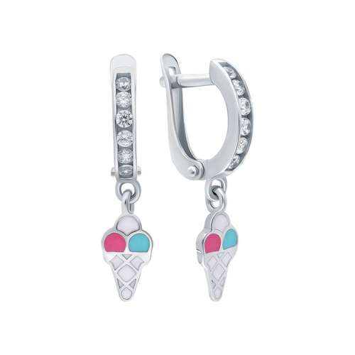 Серьги из серебра с фианитами