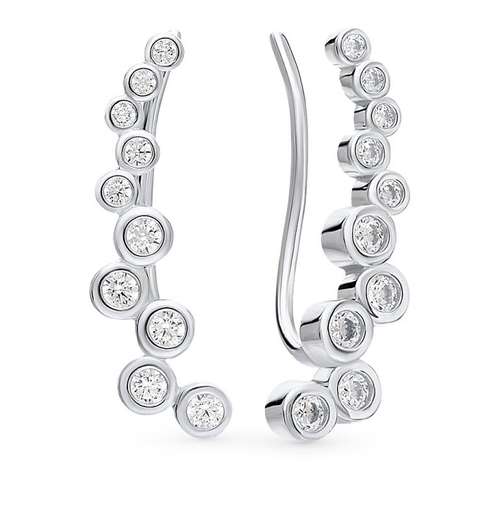 Серьги из серебра с фианитами