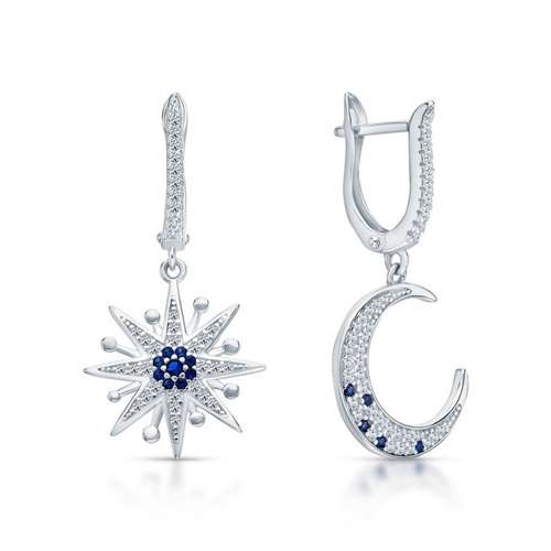 Серьги из серебра с фианитами