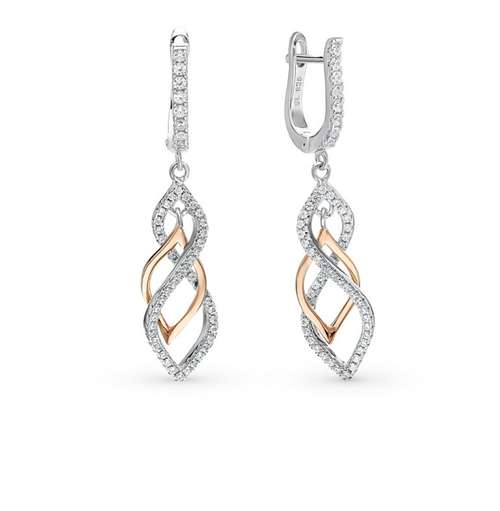 Серьги из серебра с фианитами