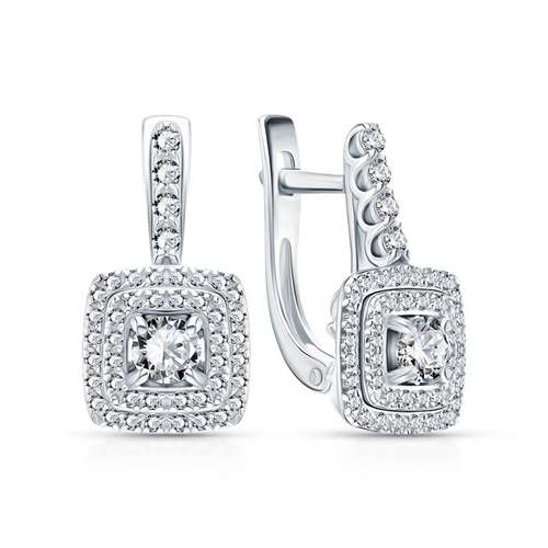 Серьги из серебра с фианитами