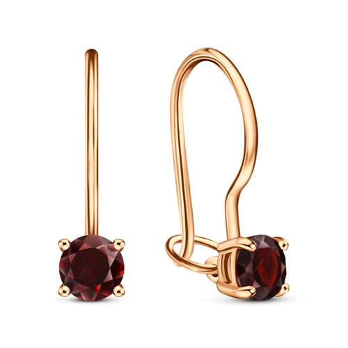 Золотые серьги с гранатом