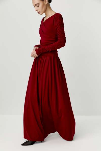 Платье макси с драпировками (красный)