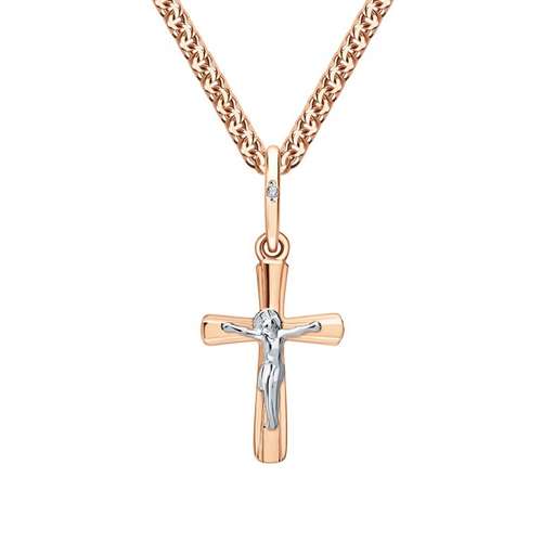 Золотой крест-подвеска с бриллиантом