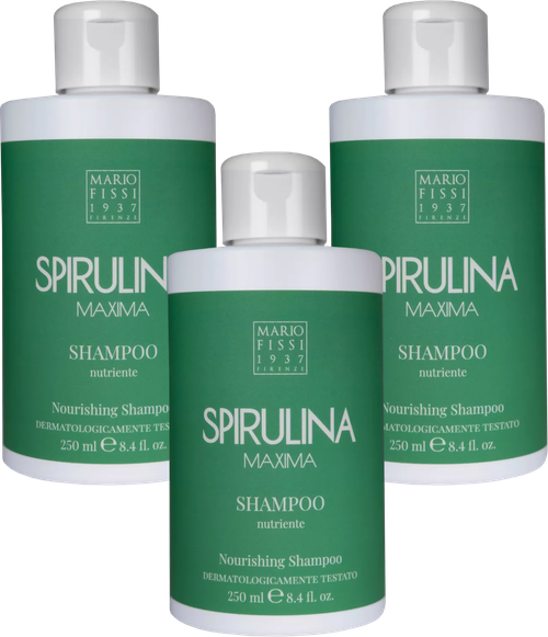 Набор MARIO FISSI 1937 Funzionale Spirulina Maxima С экстрактом спирулины увлажняющий, питательный, для окрашенных, сухих, поврежденных, тонких волос, шампунь, 250 мл, 3 шт