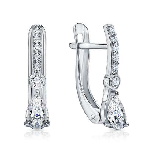 Серьги из серебра с фианитами