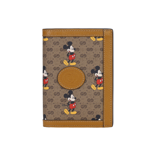 Gucci Canvas с кожаными вставками держатель для паспорта маленький унисекс цвет эбеновое дерево и коричневый