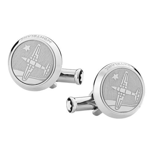 MONTBLANC Запонки из нержавеющей стали, серебряные, мужские