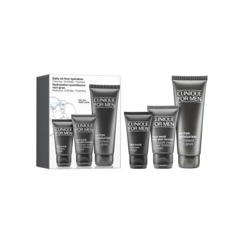 Daily oil-free Hydration Set: Cleanse. Exfoliate. Hydrate. Подарочный набор для мужчин: очищение, отшелушивание, увлажнение. Обезжиренная формула