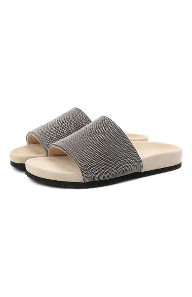 Детское: Кожаные шлепанцы Brunello Cucinelli