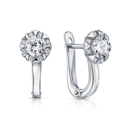 Серьги из серебра с фианитами