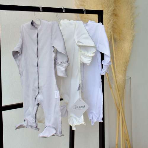 Комплект Lapsi № 1.1 комбинезоны 3 шт, цвет белый/серый/молочный, р. 36 (56-62)