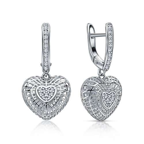 Серьги из серебра с фианитами