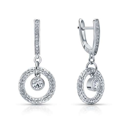 Серьги из серебра с фианитами