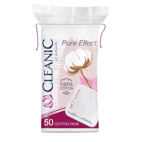 CLEANIC Pure Effect Ватные диски гигиенические квадратные