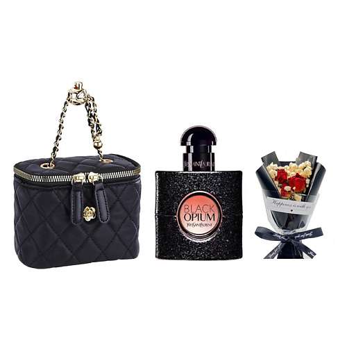 YVES SAINT LAURENT Парфюмерный набор Black Opium +Букет+Сумка