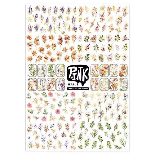 P.INK Слайдеры для ногтей Золотые цветы фольга