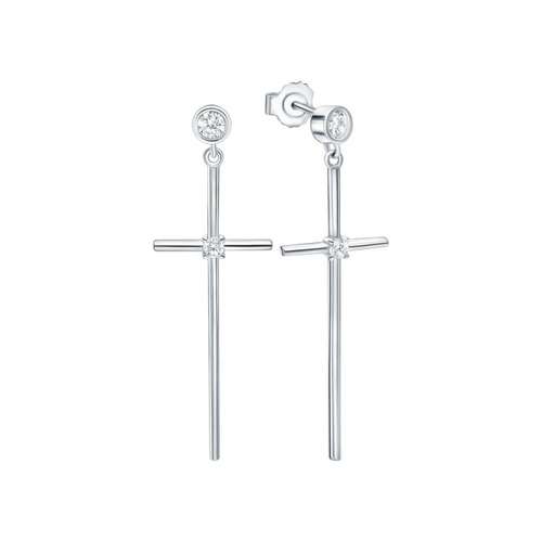 Серьги из серебра с фианитами