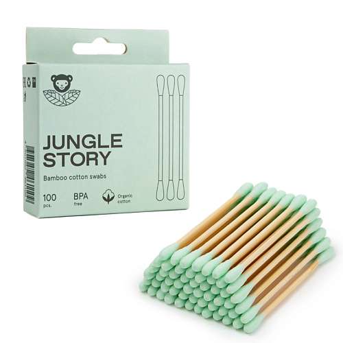 JUNGLE STORY Ватные палочки с зелёным ультра мягким хлопком