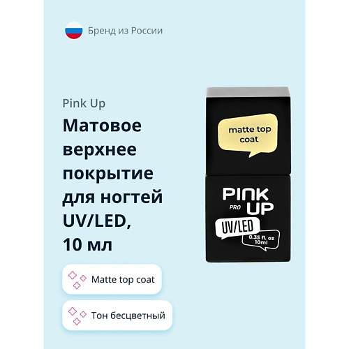 PINK UP Матовое верхнее покрытие для ногтей UV/LED PRO matte top coat