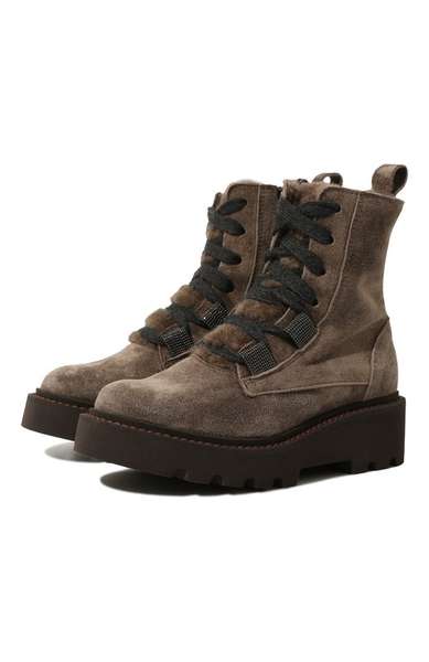 Детское: Кожаные ботинки Brunello Cucinelli