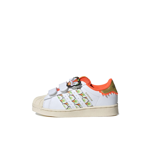 Adidas Originals Superstar Круглый носок Устойчивый к истиранию Низкий верх Детские Скейтбординг Белый Оранжевый