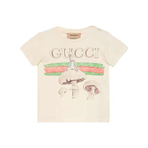 GUCCI T-рубашка 2024 Детская коллекция раннего весны Серый Белый для младенцев и малышей