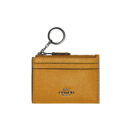 COACH Skinny Id Case Крестообразная текстура Кожа Сумка для документов Картхолдер Мини Женский Daffodil Цвет