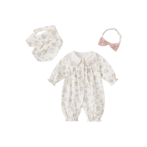 JELLYBABY Белый Lining Fabric Цветочный Малыш Комбинезоны и Ползунки