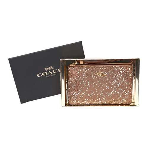 COACH Boxed Холст Клатч Маленький Женский Золото