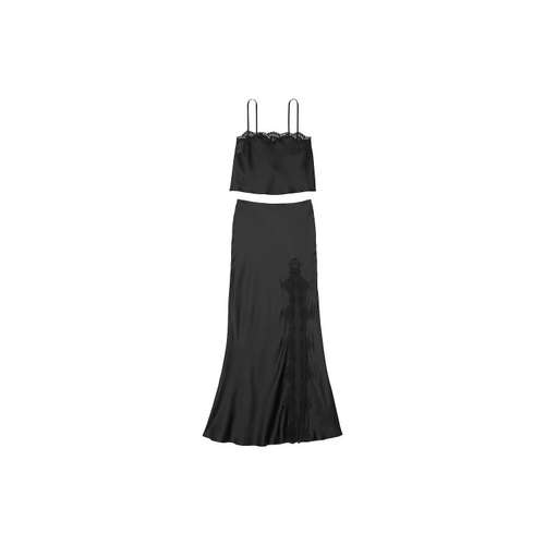 Victoria's Secret Victoria's Secret Fashion Show Series Сатиновый топ с кружевным оборотом и комплект с юбкой Slip B