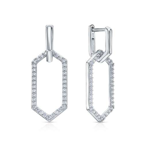 Серьги из серебра с фианитами