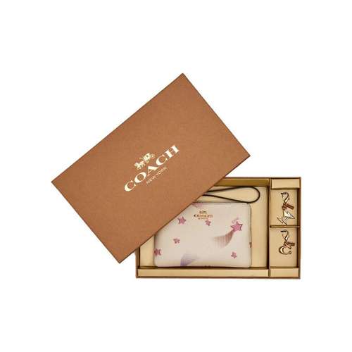 COACH Boxed Кожа Обхват запястья Сумка Клатч Мини Женский Мел Белый