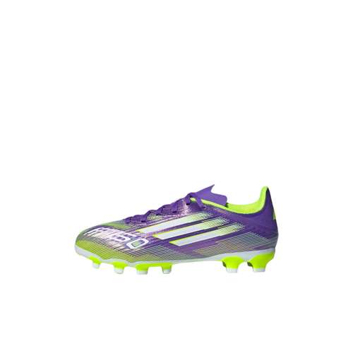 Adidas F50 League Low Детская футбольная обувь низкий топ фиолетовый белый яркий лимон для детей