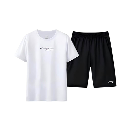 Li NING Football Летний комплект Magic Цветочный Мужской Белый+Черный