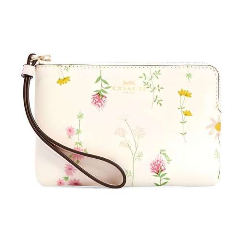 COACH Corner Zip Кожа Клатч Маленький Женский Розовый Белый