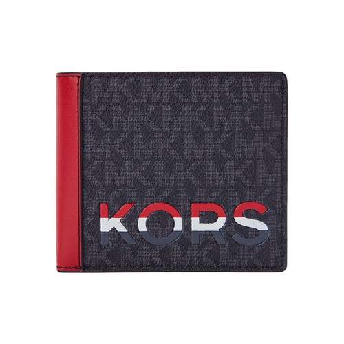 MICHAEL KORS MK Cooper Многоцветный Искусственная кожа Кошелек Маленький Мужской Темно-коричневый Красный
