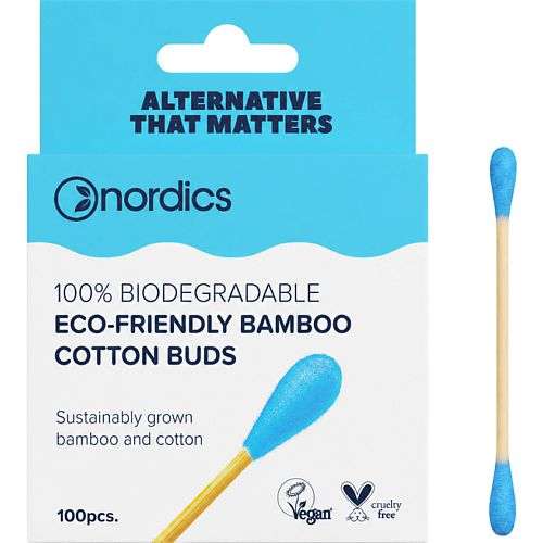 NORDICS Бамбуковые ватные палочки голубые Eco-Friendly Bamboo Cotton Buds