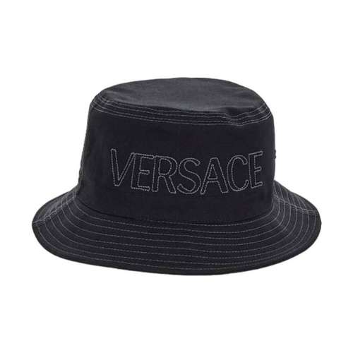 VERSACE Мужские хлопковые панамы черного цвета