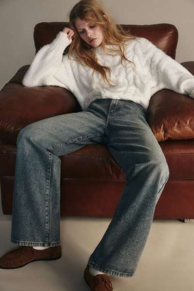 Джинсы широкие с высокой посадкой