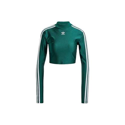Adidas Originals 3 Stripes Комплект Magic Colors В Рукав T-Рубашка Женская Зеленая