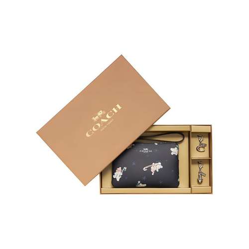 COACH Boxed Холщовая кожа Обхват запястья Сумка Женская Черная