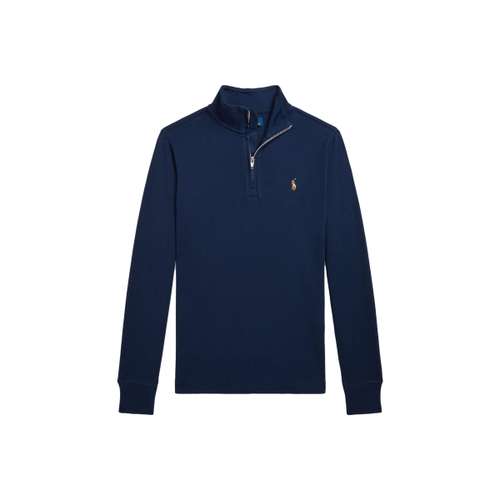 Polo Ralph Lauren Свитер Детская одежда Однотонный с вышивкой лошадки Воротник-стойка Пуловер Длинный рукав Темно-синий Детский