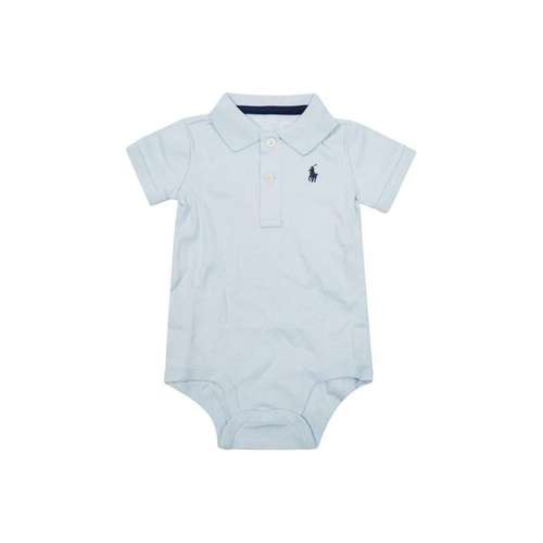 Polo Ralph Lauren Детская одежда Однотонный комбинезон с логотипом короткими рукавами и треугольным вырезом