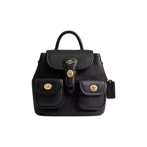 COACH Hadley Smooth Leather Backpack Medium Women's Black COACH Hadley Гладкая кожа Рюкзак Средний Женский Черный