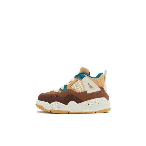 Jordan Air Джордан 4 Retro TD Удобная Износостойкая Высокая Обувь для Малышей Коричневый Белый Для Младенцев и Малышей